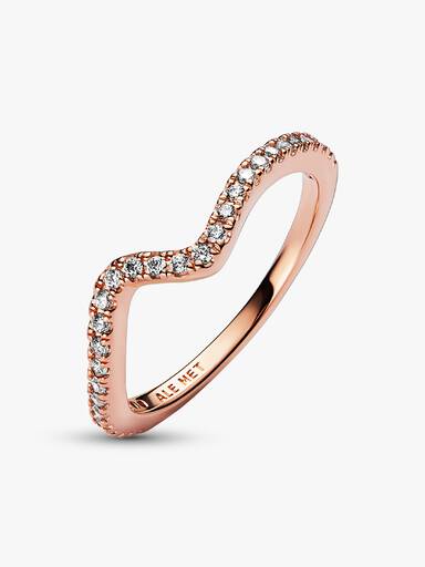 Anillo Ola Brillante Rosa 54