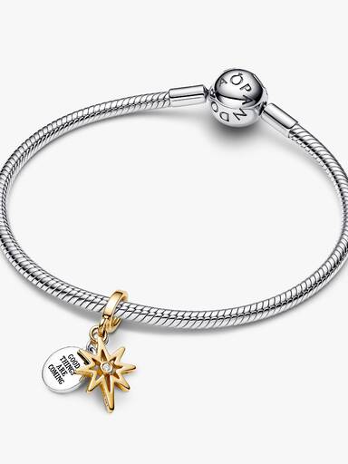 Charm Dije Grabable Estrella Polar con diamante sintético creado en laboratorio