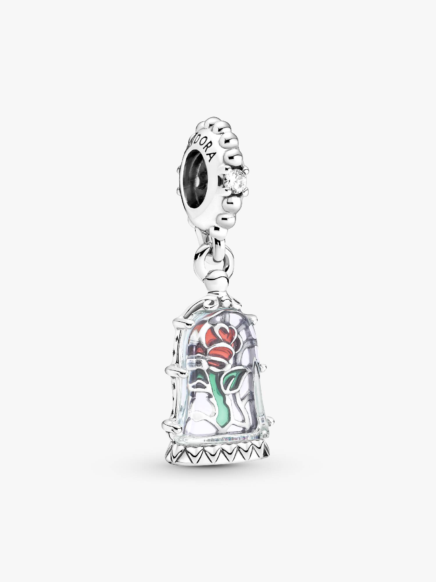 Charm Colgante En Plata De Ley Rosa Encantada De La Bella Y La Bestia De Disney Talla única