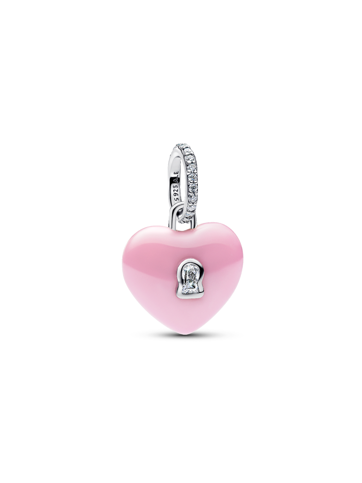 Charm Colgante Candado Corazón de Cerámica Rosa