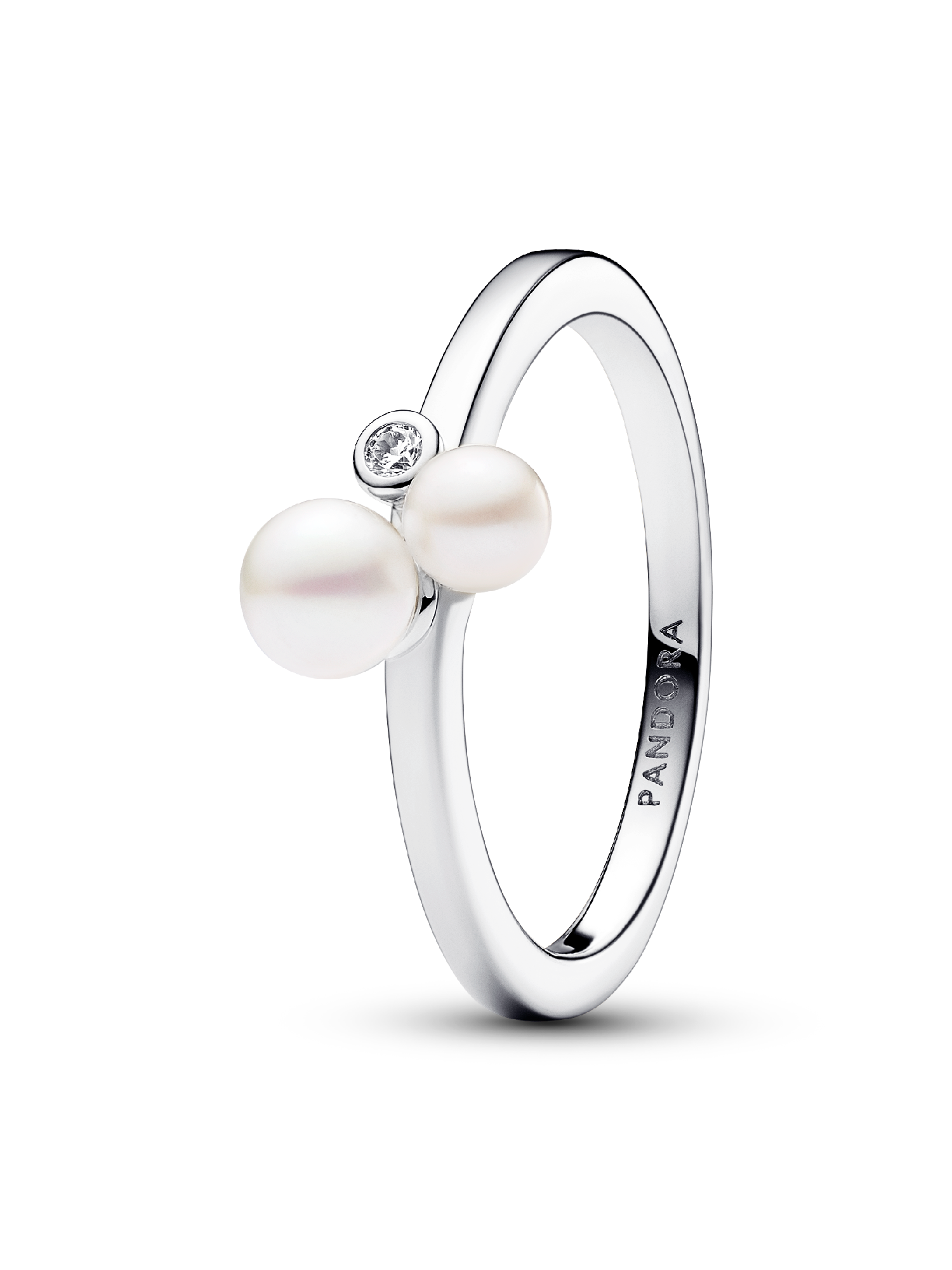 Anillo Dúo de Perlas Cultivadas de Agua Dulce Tratadas 48 Blanco