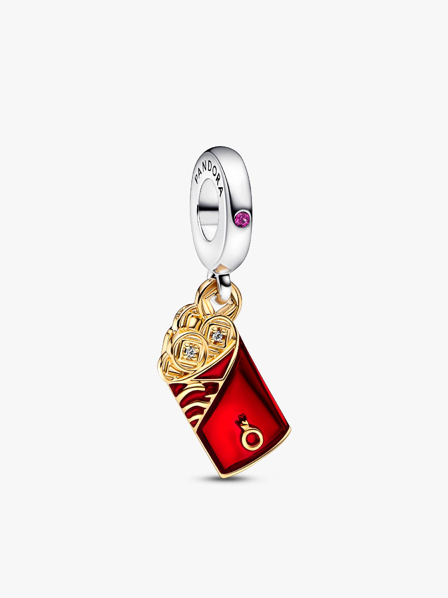 Charm colgante sobre rojo bicolor
