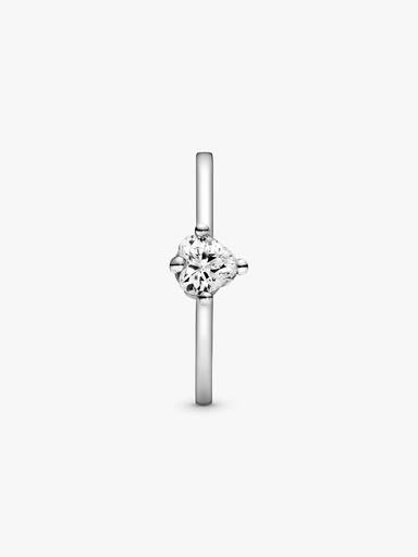 Anillo Solitario Corazón Transparente