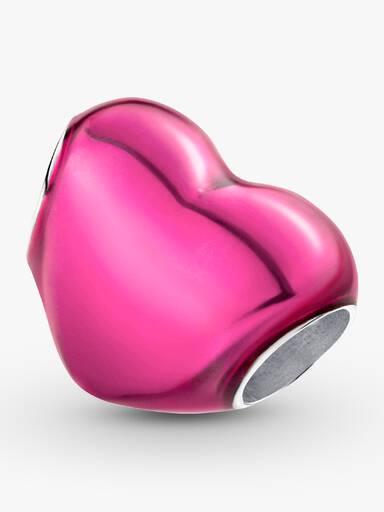 Charm Corazón Metálico Rosa