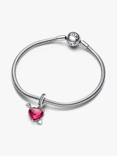 Charm Colgante de Cristal de Murano Corazón Rojo y Flecha