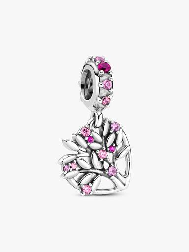 Charm colgante árbol genealógico con corazón rosa