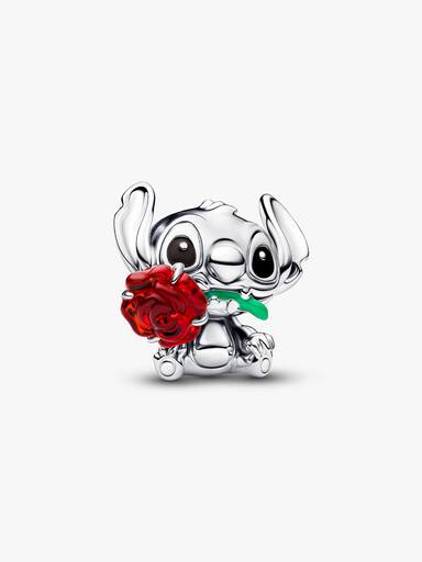 Charm de cristal de Murano rosa Stich de Disney