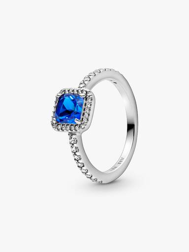 Anillo Cuadrado Azul Con Halo 50 Piedras mezcladas