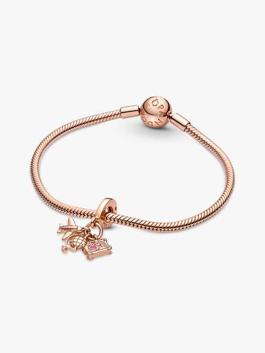 Charm colgante Avión, globo y maleta Recubrimiento en Oro Rosa 14k