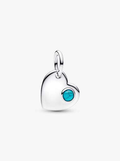 Charm Colgante Corazón de Piedra Azul Turquesa para Grabar