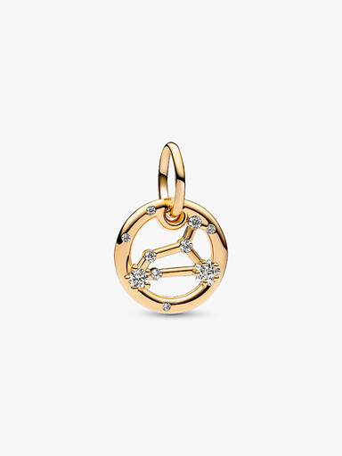 Charm Colgante del Zodiaco Leo Recubrimiento en Oro de 14k Talla única