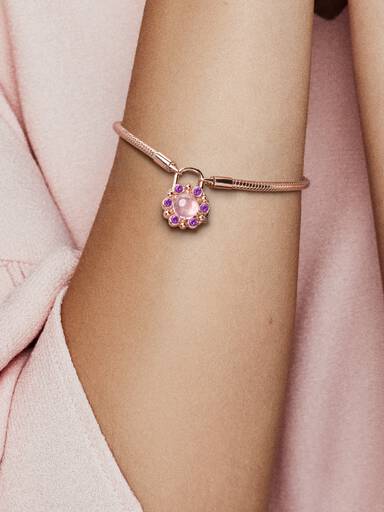 Pulsera Candado Resplandor Heráldico, PANDORA Rose™ y Cristales Rosa y Violeta