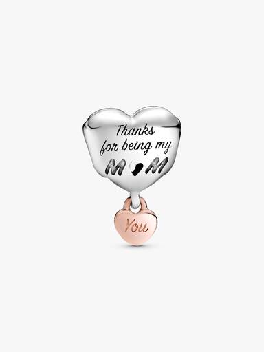 Charm Corazón Yo te amo mamá Recubrimiento en Oro Rosa de 14k Talla única