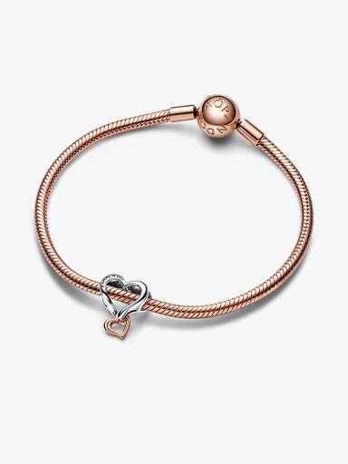 Charm de dos tonos Corazón calado con infinito Bañado en Oro Rosa de 14k