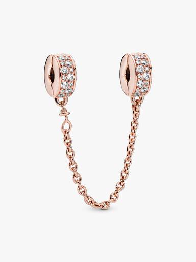 Cadena de seguridad Bañado en Oro Rosa de 14k