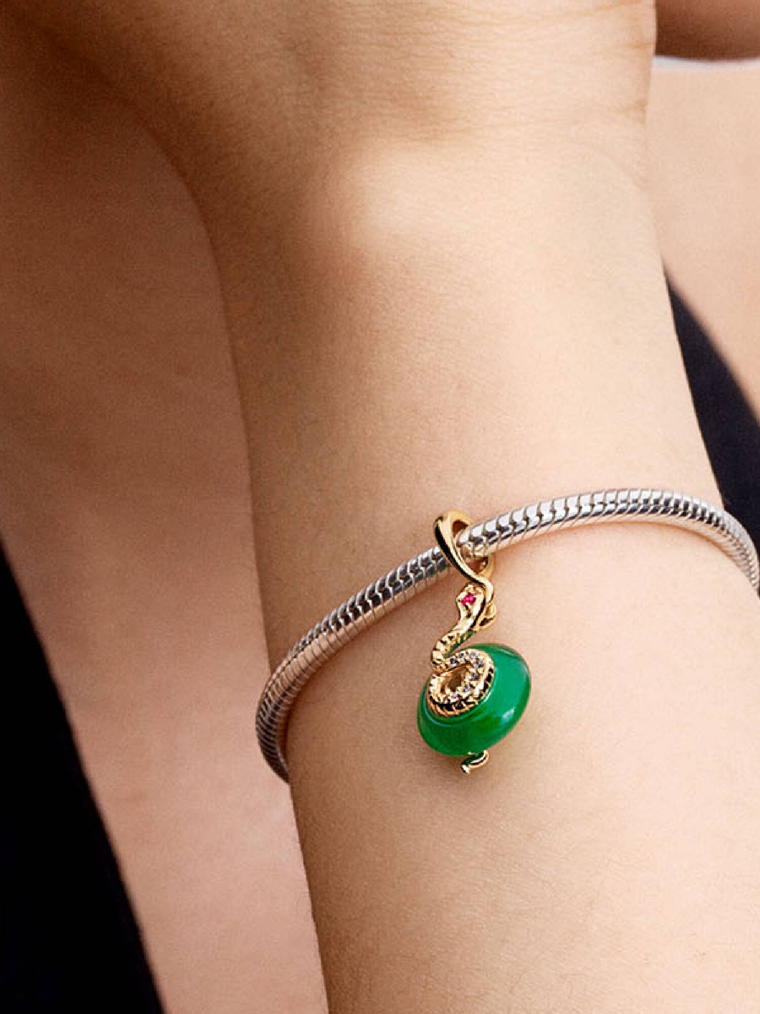 Charm Colgante Serpiente Verde de Cristal de Murano Talla única