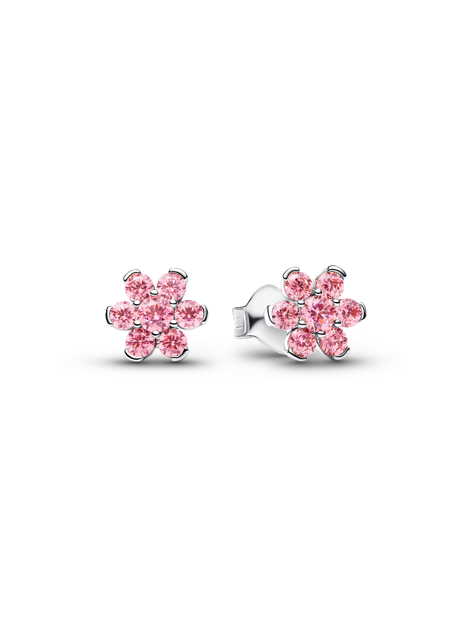  Aros de botón Flor Rosa Brillante