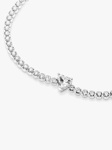 Brazalete En Plata De Ley Corazon Brillante