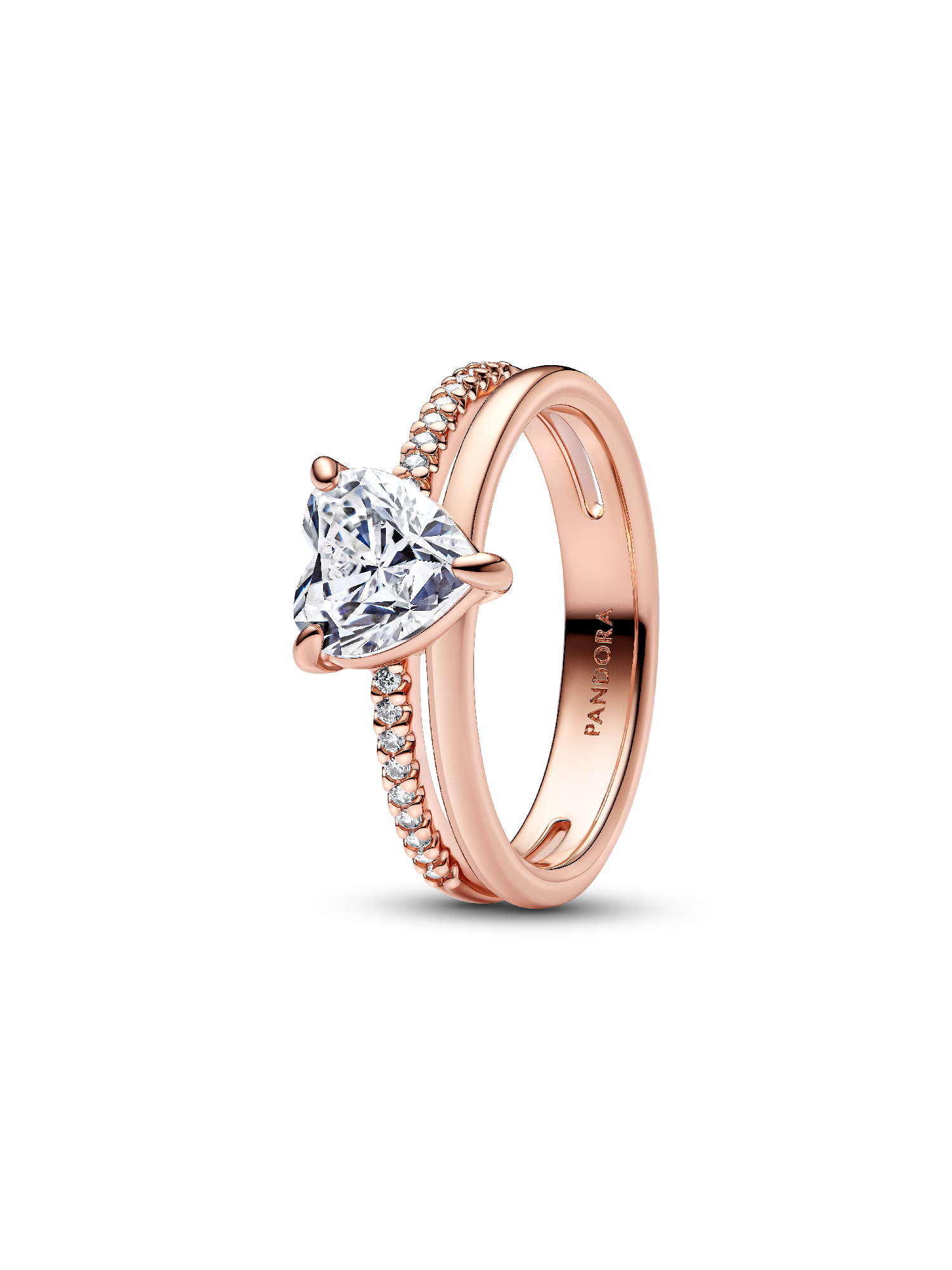 Anillo doble banda con corazón