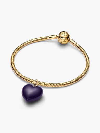 Charm colgante de corazón inflado púrpura