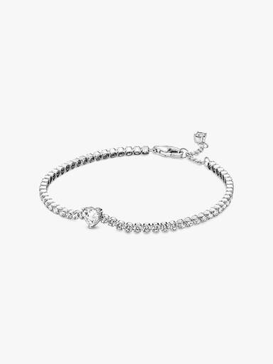 Brazalete En Plata De Ley Corazon Brillante