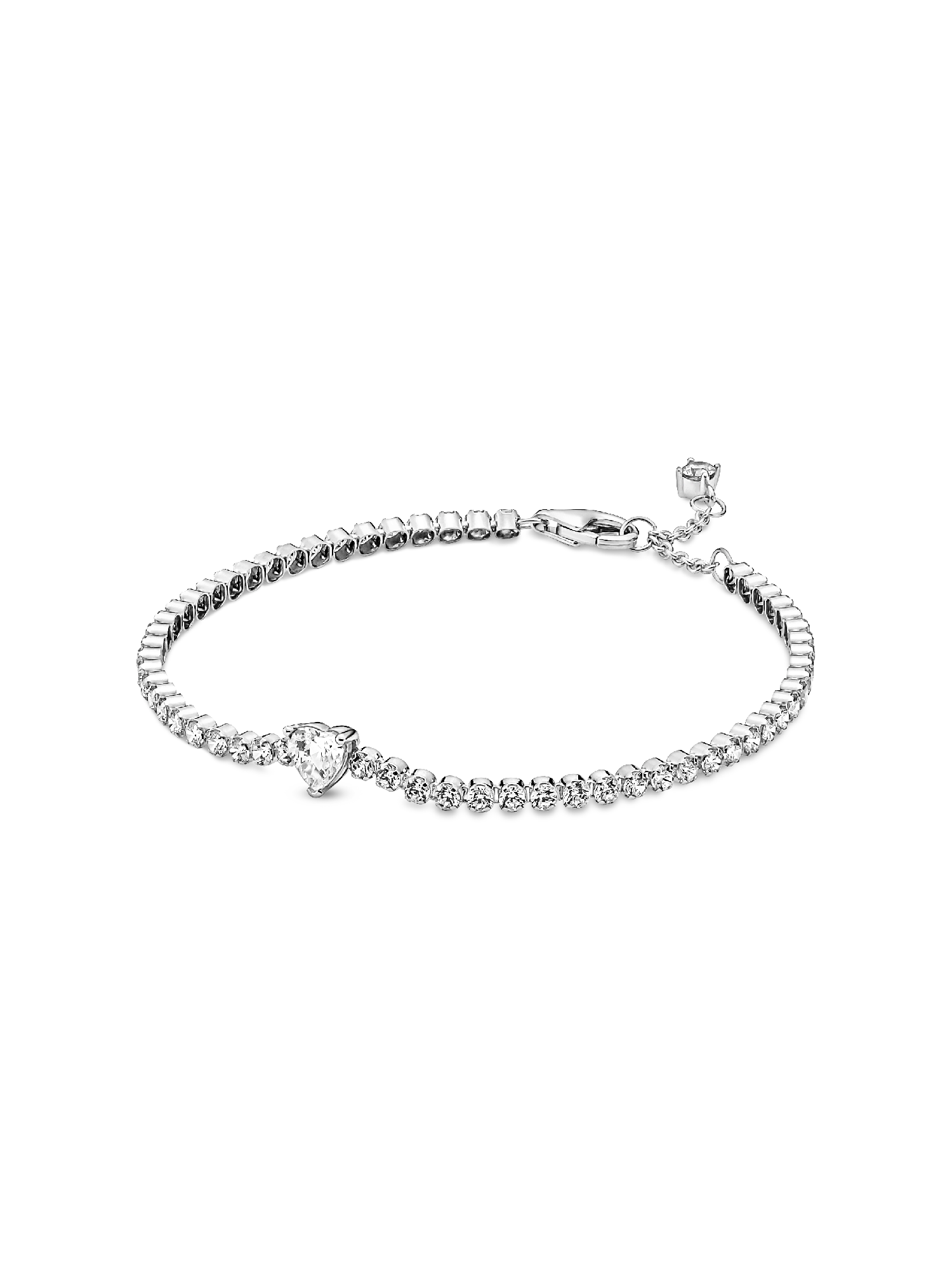 Brazalete En Plata De Ley Corazon Brillante