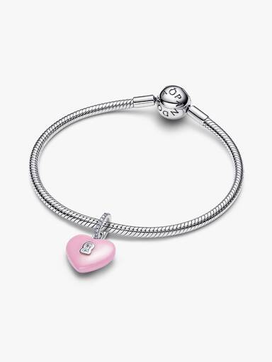 Charm Colgante Candado Corazón de Cerámica Rosa