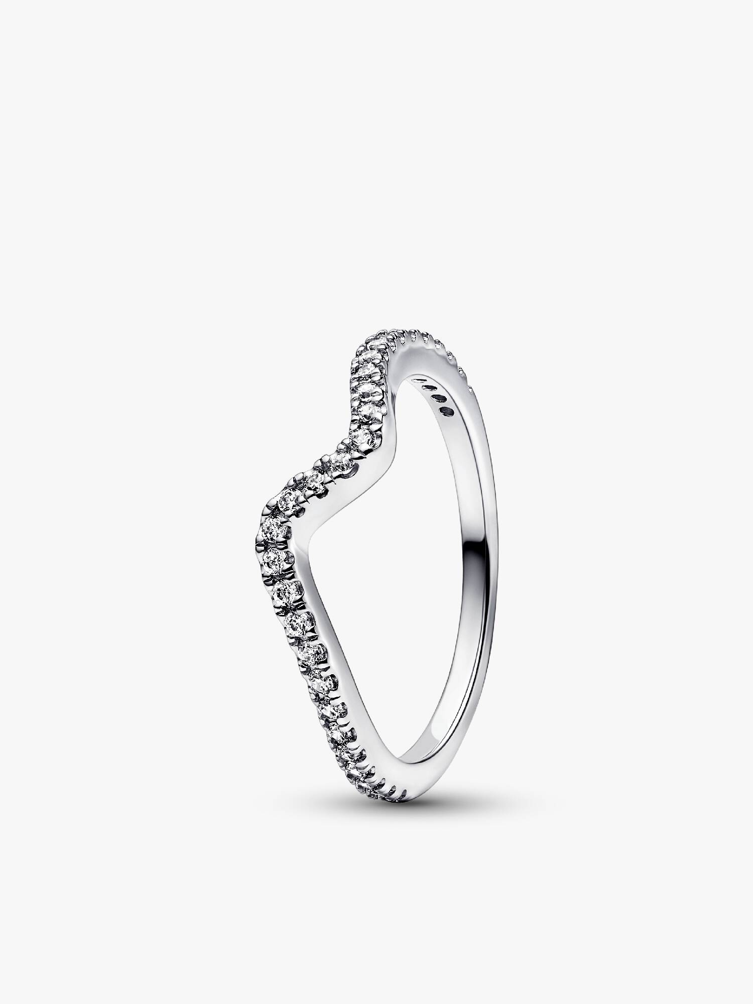Anillo Ola Brillante Plateado