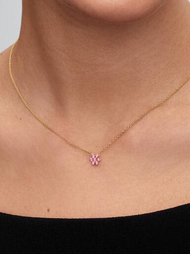 Collar con dije colgante Flor rosa brillante