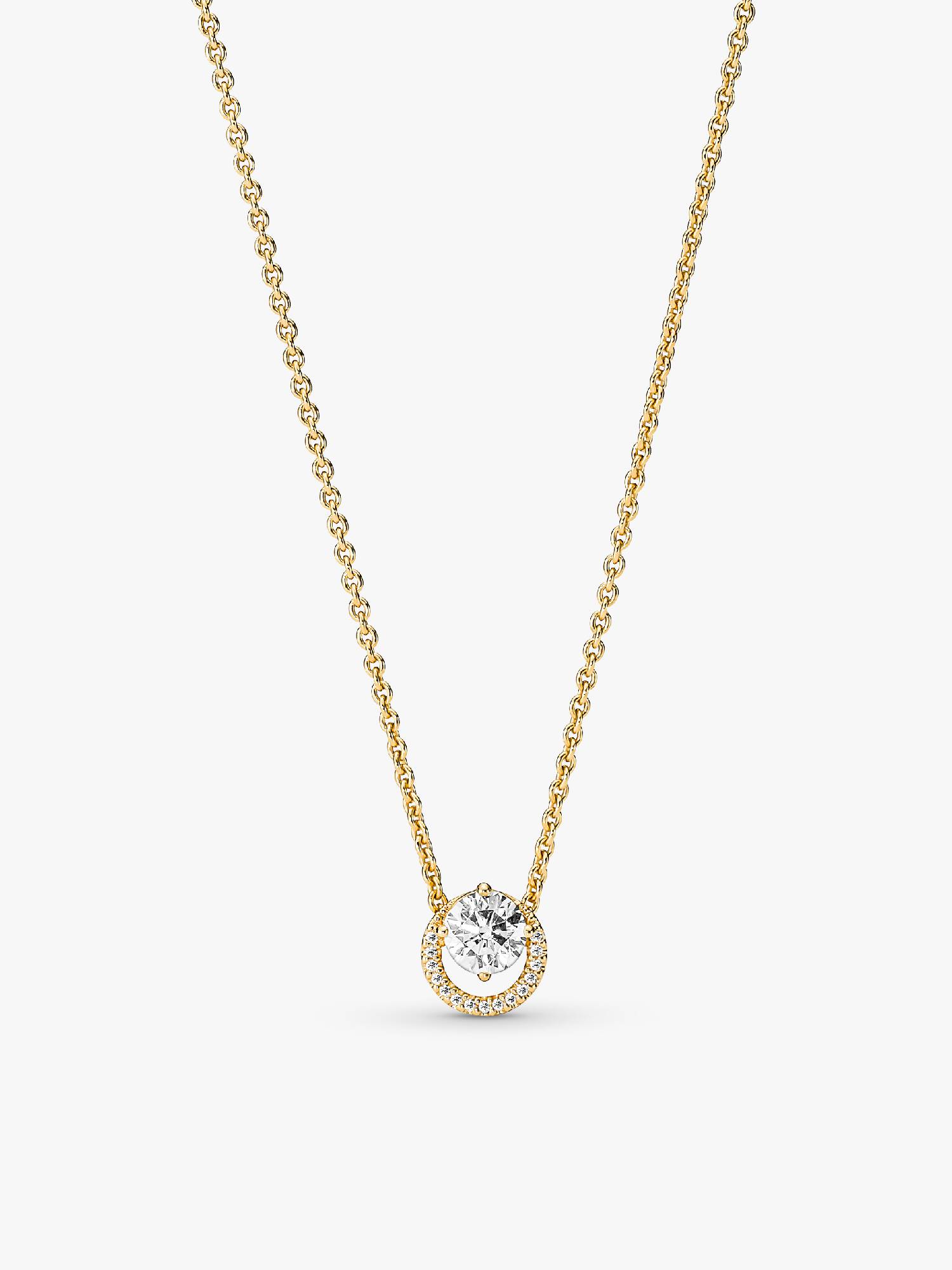 Collar Cadena Con Pendiente Halo Redondo Reluciente Bañado En Oro De 14K