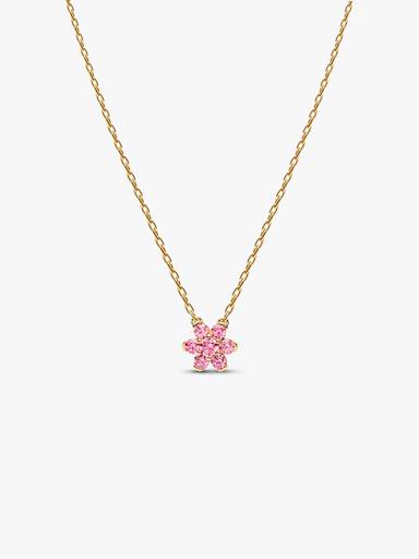 Collar con dije colgante Flor rosa brillante
