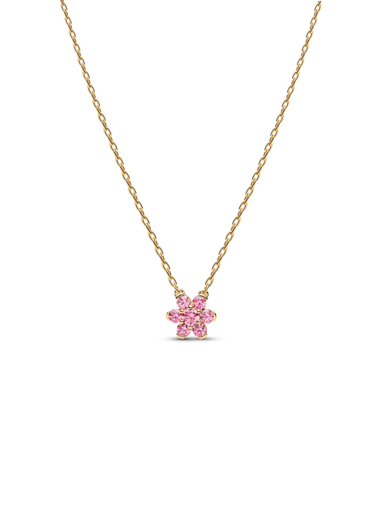 Collar con dije colgante Flor rosa brillante