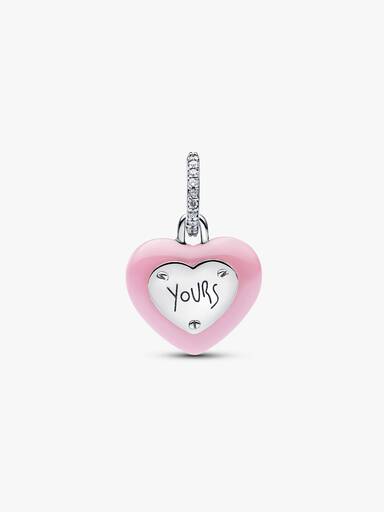 Charm Colgante Candado Corazón de Cerámica Rosa