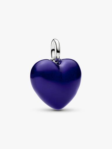 Charm colgante de corazón azul acolchonado