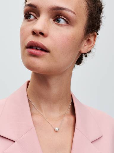 Collar Perla Cultivada de Agua Dulce Tratada Plata