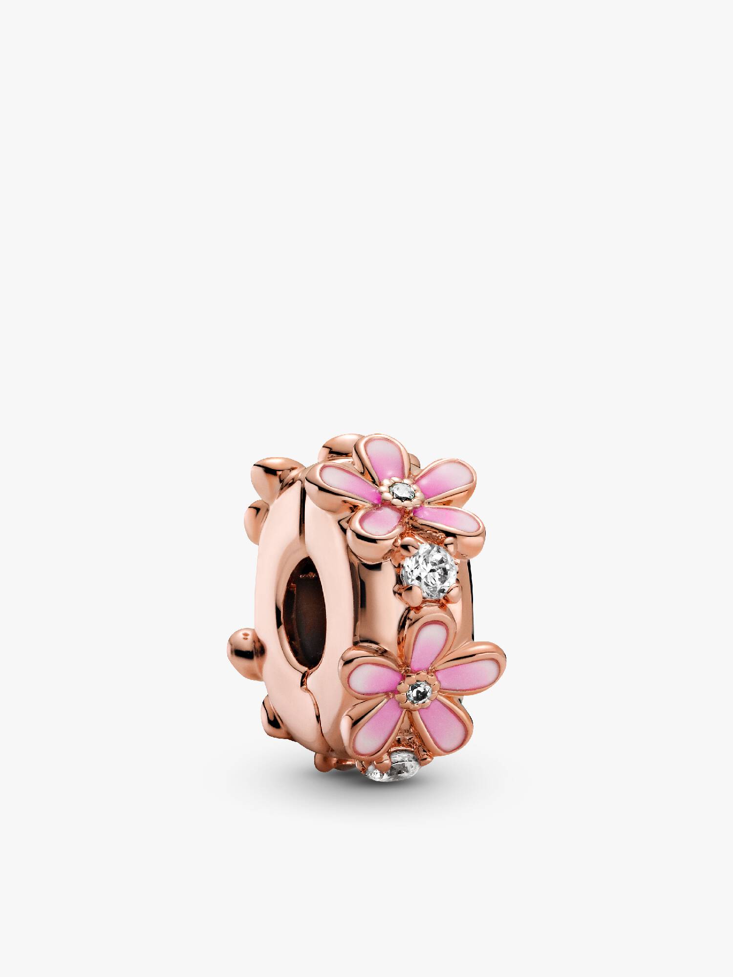 Clip Charm Fijo Margarita Rosa Bañado en Oro Rosa de 14k