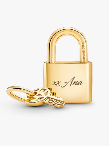Charm Colgante Candado Y Llave Bañado En Oro 14k