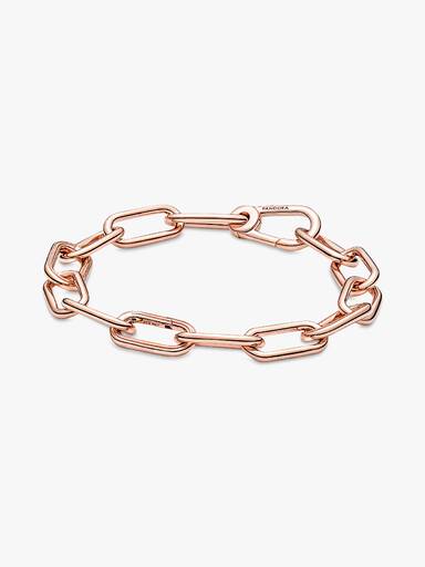 Brazalete De Cadena De Eslabones Tres Conectores Recubrimiento en Oro Rosa De 14K Pandora Me 15.50 cm