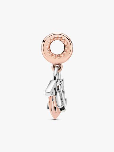Charm Colgante Colgante Familia Bañado en Oro Rosa de 14k