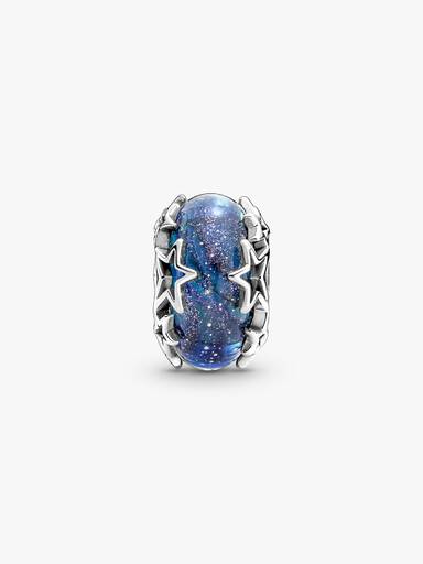 Charm De Cristal De Murano En Plata De Ley Galaxia & Estrella
