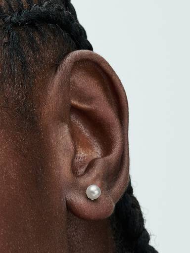 Aros de Botón Perla Cultivada de Agua Dulce Tratada de 4,5 mm Talla única