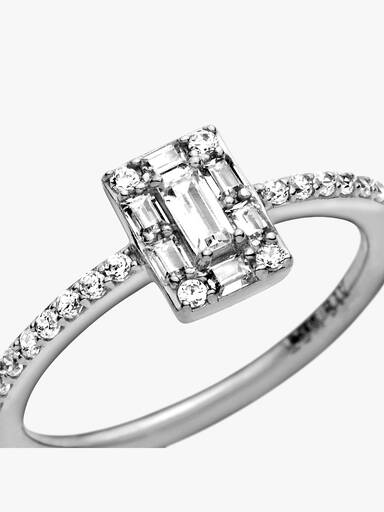 Anillo Halo Cuadrado Brillante