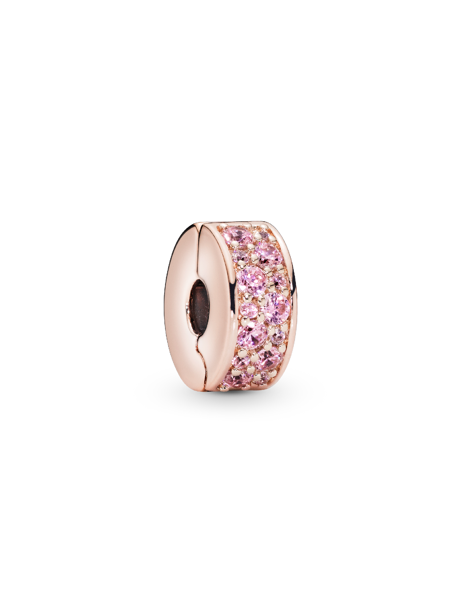 Charm Sujetador de pav�� rosa Bañado en Oro Rosa de 14k