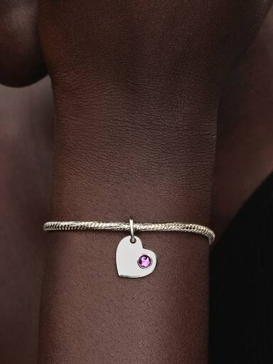 Charm Colgante Piedra Púrpura de Corazón Grabable