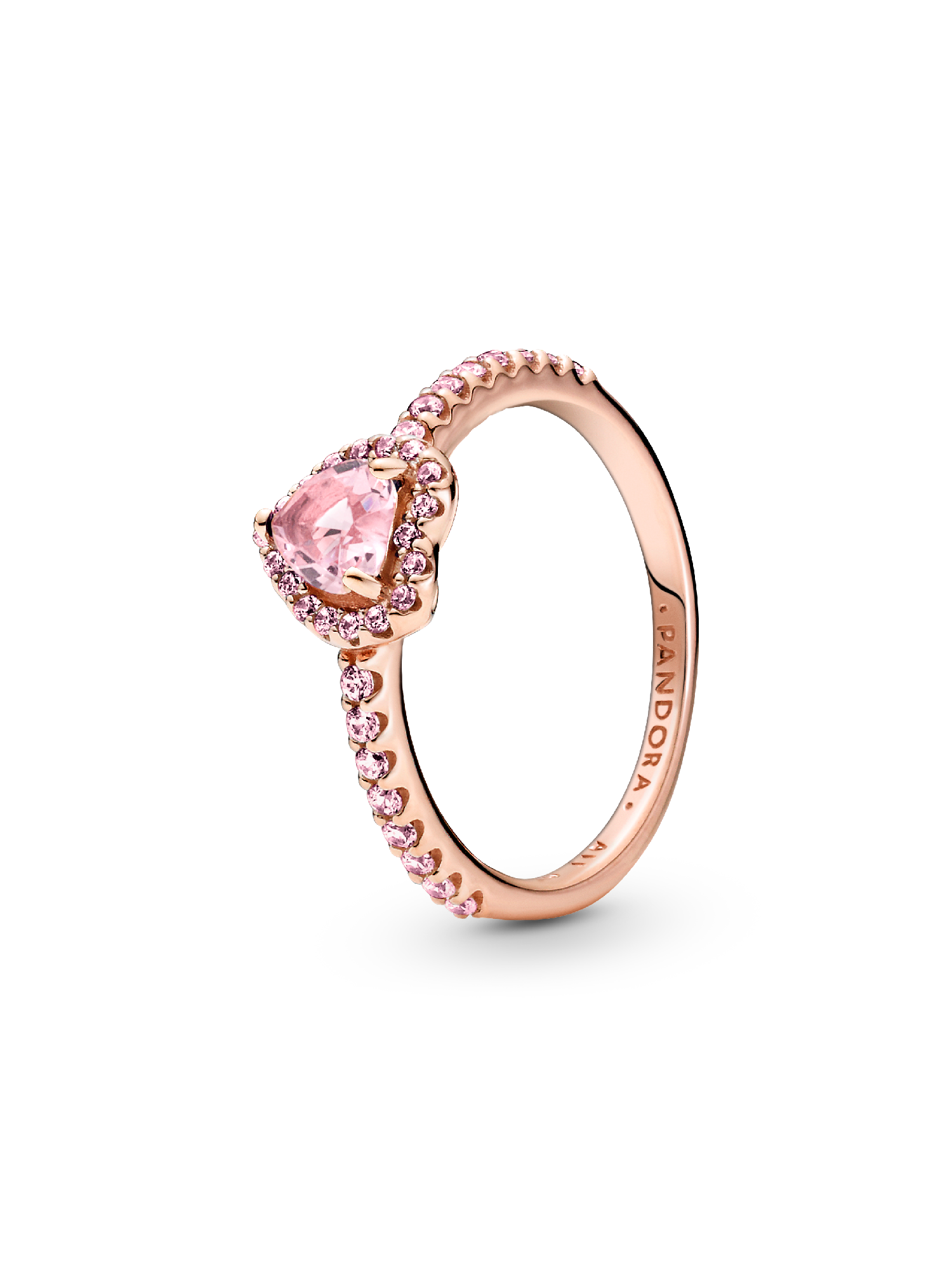 Anillo Con Un Bañado En Oro Rosa De 14k Corazon Brillante Rosa Elevado
