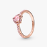 Anillo Con Un Bañado En Oro Rosa De 14k Corazon Brillante Rosa Elevado Anillo Con Un Bañado En Oro Rosa De 14k Corazon Brillante Rosa Elevado