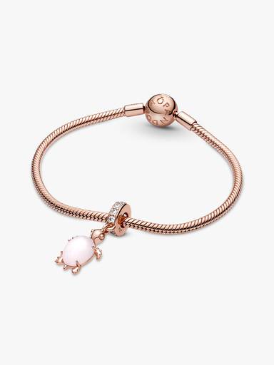 Charm colgante Tortuga de mar rosa de cristal Murano Recubrimiento en Oro Rosa 14k Talla única