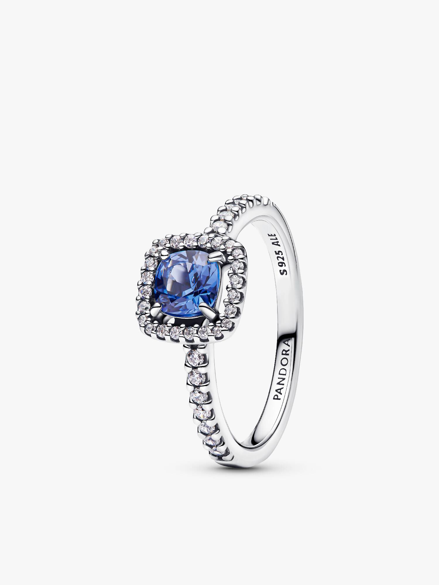 Anillo halo cuadrado azul brillante