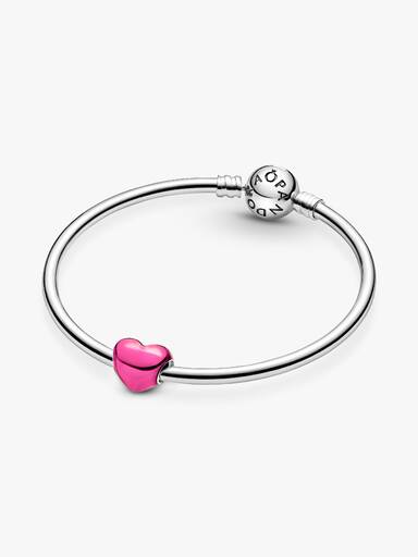 Charm Corazón Metálico Rosa
