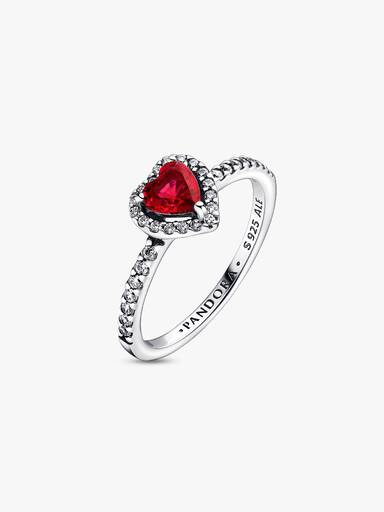 Anillo Corazón elevado rojo Pandora Plata Esterlina